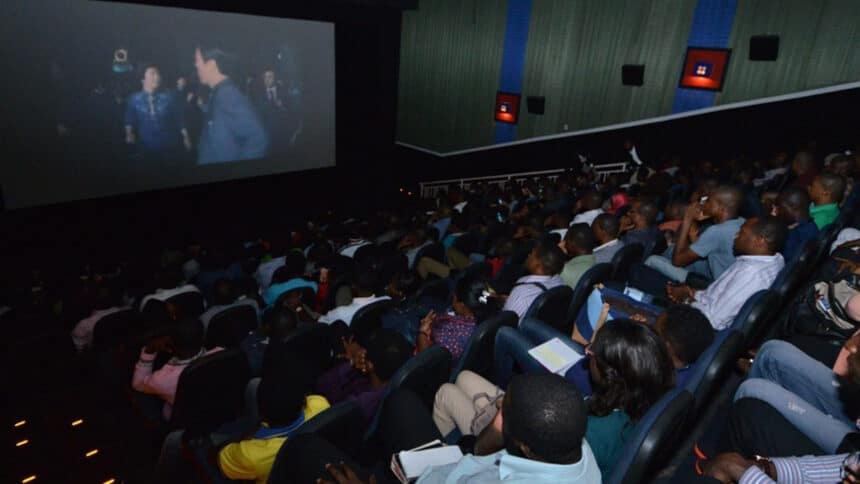 Nigerians watching a Hollywood film at a Cinema